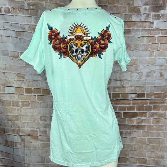 Affliction Black Label Women’s Short Sleeve Graphic Scoop Tee-Multiple Sizes-NWT - Picture 7 of 10